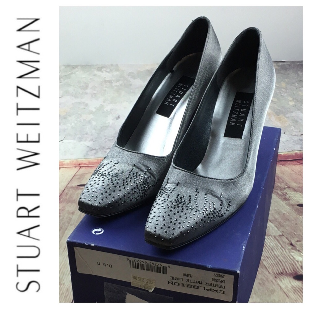 Stuart Weitzman Explosion Pewter Heels Size 8.5 - image 1